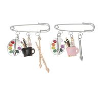 MALUGOGO Juego de 2 broches de pincel de artista, pines de solapa de aleación para ropa de mujer, accesorios creativos para amantes del arte y uso de la moda