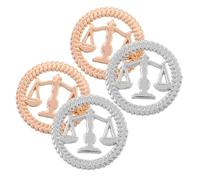 MALUGOGO Juego de 2 pares de broches de solapa para abogados, escalas de justicia doradas y plateadas, pines de aleación para jueces, abogados, profesionales legales, accesorios de ropa de corte