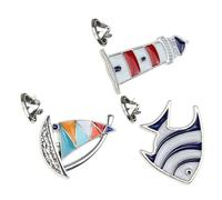 MALUGOGO Juego de 3 broches de velero y pez con diseño de faro, joyería náutica versátil para baile de graduación y uso diario