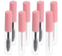 MALUGOGO Juego de 8 tubos vacíos de máscara de pestañas de 5 ml con varitas y delineador de ojos, recipientes de maquillaje multifuncionales para mascotas para uso al aire libre y bolsas de maquillaje