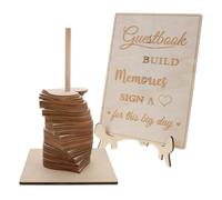 MALUGOGO Juego de Letreros de Boda para Recepción de Madera en Forma de Corazón, Tablero de Mensajes en Madera Natural, Decoración Romántica para Libro de Visitas, Registro de Invitados