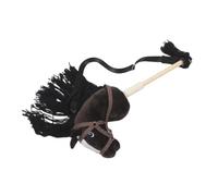 MALUGOGO Juguete para Montar a Caballo de Madera y Tela Cabeza de Caballo Negro, Seguro y Divertido Celebraciones Familiares y Fiestas de Cumpleaños