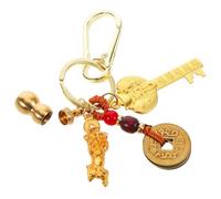 MALUGOGO Llavero dorado Piyao Feng Shui con cinco monedas emperador dinero metal llavero mejora encanto personal muy práctico accesorio para el hogar y hoteles