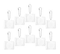 MALUGOGO Llavero Mini CD Transparente 10 Piezas Estuche Vacío y Cadena Plateada, Soporte Compacto para Álbum Diy, Colgante Decorativo para Mochilas y Accesorios de Música