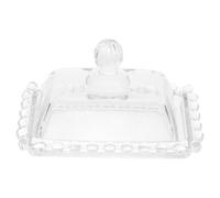 MALUGOGO Mantequera de cristal con tapa para mantener la mantequilla o el queso fresco, elegante diseño clásico plato de dulces y plato para tartas, para inauguración de la casa o bodas