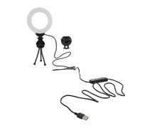 MALUGOGO Mini luz portátil de material ABS con brillo ajustable, diseño ligero, clip y soporte triangular para videoconferencia y radiodifusión para laptop y cámara