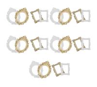 MALUGOGO Mini Marcos de Fotos Vintage de Estilo Barroco 20 Piezas, Pequeños Marcos de Plástico en Colores Perla Dorado y Blanco, Ovalados y Rectangulares para Manualidades DIY,