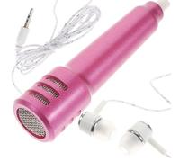 MALUGOGO Mini micrófono condensador de karaoke para dispositivos móviles y portátiles, función de grabación de voz súper ligero y auriculares adjuntos para música portátil, color aleatorio