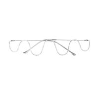 MALUGOGO Montura de Gafas de Mujer Semi-sin Montura de Metal Plata Diseño Ondulado y Decoración de Cristales, Adecuado para Festivales y Uso Prolongado