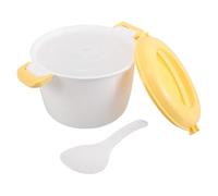 MALUGOGO Olla Arrocera en Plástico Amarillo para Microondas Multifuncional de 1.8l Rápida y Práctica para Cocinar Arroz y Verduras en Apartamentos Pequeños