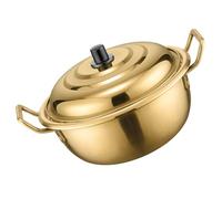 MALUGOGO Olla de Sopa de Acero Inoxidable con Doble Asa para Cocinar Ramen Coreano, Diseño Estilizado Coreano, Fácil de Verter y Versátil para Cocina Diaria