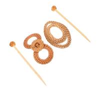MALUGOGO Palillos Japoneses Cabello Hechos a Mano en Ratán Naranja, Ligeros y Cómodos, Estilo Bohemio para Mujeres, Pack de 2 Piezas