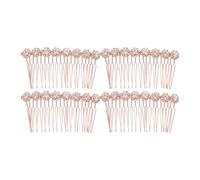 MALUGOGO Peine lateral de aleación dorada con diamantes de imitación, 4 piezas, accesorios elegantes para el cabello para mujer, banquete de boda