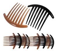 MALUGOGO Peines Laterales Acrílicos para Mujer 10 Piezas, Peines de Inserción de 7 Dientes, Colores Negro y Café, Accesorios para Peinados y Recogidos Diarios