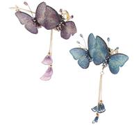 MALUGOGO Pinzas para el pelo de mariposa, accesorios de peinado, 2 piezas para mujer, con estructura resistente y antidiseño, aleación y material de tela, adecuado para la vida diaria y ocasiones