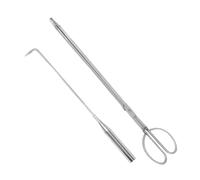 MALUGOGO Pinzas para Leña y Atizador de Fogata de Acero Inoxidable, 2 Piezas, Resistentes al Calor, Herramientas para Chimenea y Camping, Accesorio Seguro para Fuego al Aire Libre