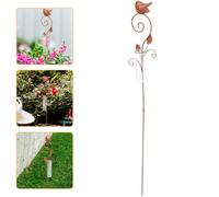 MALUGOGO Pluviómetro de Hierro con Estaca para Jardín y Césped, Medidor de Lluvia Práctico y Conveniente con Tubo de Vidrio Marrón para Decoración Exterior