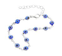 MALUGOGO Pulsera Ajustable de Ojo Turco Azul Profundo para Mujer, Pulsera de Mal de Ojo Cuentas Delicadas, Símbolo de Protección y Buena Suerte, Joyería de Plata Elegante para Uso Diario