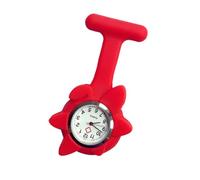 MALUGOGO Reloj colgante de bolsillo con forma de girasol, cristal de silicona, color rojo, fácil de leer para enfermeras y médicos
