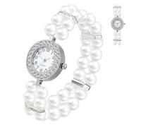 MALUGOGO Reloj de Moda para Mujer con Dos Hileras de Perlas y Brillo