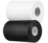 MALUGOGO Rollos de tela de tul, 15 cm x 100 yardas, 2 rollos de material de poliéster blanco, multiusos, cinta de velo para falda tutú para decoración de bodas y fiestas
