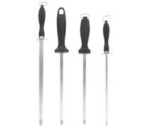 MALUGOGO Sacapuntas Varilla de Afilar de Acero Inoxidable Negro, Mango Ergonómico, Afilado 4 Piezas Varios estilos para Cocina y Área de Trabajo Varios estilos