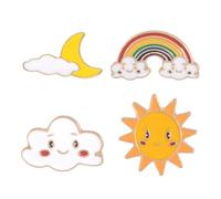 MALUGOGO Set de 4 Pins Creativos de Sol, Luna y Arcoíris en Aleación Multicolor para Chal y Bufanda, Accesorios Lindos para Niñas y Mujeres