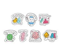 MALUGOGO Set de 7 Pines de Solapa de Aleación de Zinc Diseño de Laboratorio de Química, Decoración Metálica Resistente para Ropa y Mochilas en Uso Diario Varios estilos