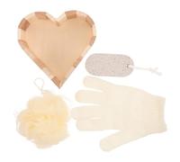 MALUGOGO Set Exfoliante para Baño en Forma de Corazón, Depurador Corporal Reutilizable, Kit de Esponjas para Limpieza y Cuidado Piel, Accesorios para Baño, Herramienta para Exfoliación