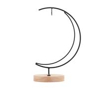 MALUGOGO Soporte de hierro con base estable y soldadura firme, estante colgante en forma de luna para exhibición, soporte clásico de hierro negro para armario de curiosidades y decoración de boda