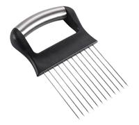 MALUGOGO Soporte para Guía de Corte de Cebolla y Limón de Acero Inoxidable, Aguja Ablandadora de Carne Multifuncional, Cortador de Verduras para Cocina y Frutas, Herramienta Práctica
