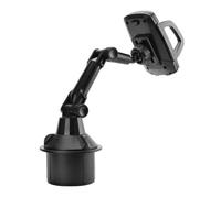 MALUGOGO Soporte universal para teléfono con brazo largo ajustable, soporte universal para teléfono celular en color negro, organizador de vasos de bebidas adecuado para conducir y navegar