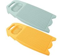 MALUGOGO Tabla de Lavar Doméstica Grande de Plástico con Jabonera Antideslizante, Juego de 2 Unidades en Amarillo y Azul Claro, para Lavado Manual de Ropa y Pañales Hogar