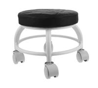 MALUGOGO Taburete de pedicura estable con ruedas y reposapiés, elegante silla de salón rodante de material de poliuretano negro para tiendas de pedicura y tratamientos de belleza, color aleatorio