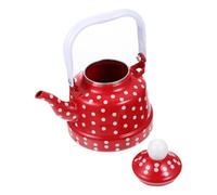 MALUGOGO Tetera Vintage de Esmalte Rojo 1.1l Mango Cómodo y Diseño Retro Elegante para Calentar Agua en Cocina para Aficionados al Té