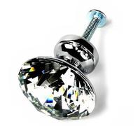 MALUGOGO Tiradores de cajón de armario con forma de diamante y muebles para armario de cocina, 5 pomos de cristal con tornillo de 32 mm, vidrio resistente y aleación de zinc