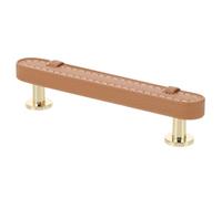 MALUGOGO Tiradores de Muebles de Cuero Marrón Aleación de Zinc, Diseño Minimalista y Fácil Instalación, Perfectos para Armarios de Cocina o Baño Distancia de Agujero 9.6 Cm