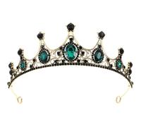MALUGOGO Tocado de de tiara verde barroco vintage para mujer, accesorio para el cabello con círculos, accesorio para el pelo de novia, elegante peine de para baile de graduación