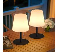 MALUX Juego de 2 lámparas LED de mesa con batería para exteriores, luz blanca cálida, regulable, 8 colores, cambio de color, inalámbrico, resistente al agua, IP44, lámpara de mesa para casa, jardín