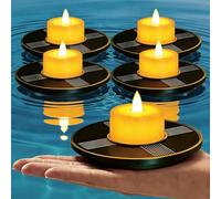 MALUX Luces flotantes para piscina, paquete de 5 velas solares para exteriores, impermeables IP66, con pilas, para piscinas, estanques, eventos y fiestas. (5)