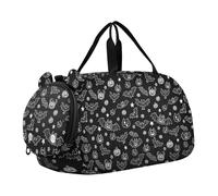 Malvado - Bolsa de lona negra para niños, con compartimento para zapatos, bolsa deportiva de gimnasia de gran capacidad para viajes, deportes, lona, bolsa de fin de semana para hombre
