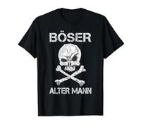 Malvado Viejo Calavera y Huesos Camiseta gráfica económica, Hombre, Negro, XL
