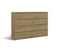 CDF Cómoda 8 Cajones Cajonera Dormitorios Comoda Moderna de Dormitorio Sinfonier Cómoda de Noche Armario de Almacenamiento, Mueble para Ropa - Placa laminada 16 mm Roble Artisan 40x138x75 cm