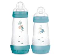 MAM 2 biberones anticólicos MAM - 260 ml y 320 ml con tetinas de tamaño 1 y 2 (0-6 meses), único de autosesterilización