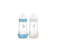 MAM 2 Easy Start 2+, Biberones Anticólicos Flujo Medio (2 x 260 ml) Océano + Arena - Biberones para reducir los cólicos, Biberones para lactancia materna