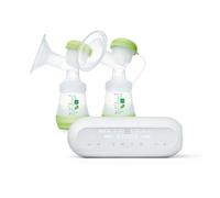 MAM 2-en-1 Double Electric and Manual Breast Pump, Contains 1 Soft Silicone Cup, 2 Easy Start Anti-Colic Bottles 160 ml with Teats Size 1, 2 Containers for Milk and Food