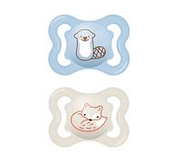 MAM Air - Chupete en juego de 2 unidades, de caucho con funda para chupete, 2-6 meses, azul