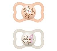 MAM Air - Chupete en juego de 2 unidades, de silicona Skinsoft con funda porta chupete, 6-16 meses, rosa