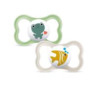MAM Air Chupete para bebés de 16 + meses (juego de 2), chupete MAM 16-36 meses para pieles sensibles y delicadas, kit de 2 accesorios para bebé con tetina de silicona y porta chupete esterilizador