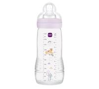MAM Biberón, a partir de 4 Meses, 330ml, con Tetina 3 de Flujo Rápido de Silicona de Fácil Aceptación, Fácil de Sostener, Fácil de Limpiar, MAM Easy Active, Rosa Brillante, Pack de 1ud